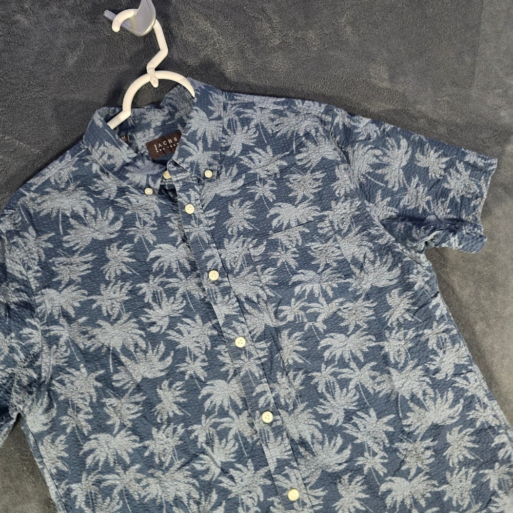 Jachs‎ New York Mens Medium Palm Tree Print Short Sleeve Button Down Shirt